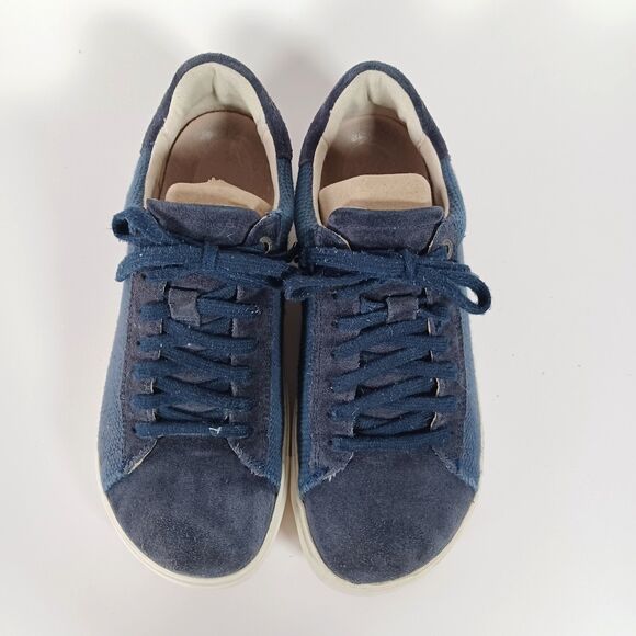 Birkenstock Womens Sneaker Size 6 W EU 37 Blue Suede Canvas Lace Up Bend Low Top - Picture 4 of 9